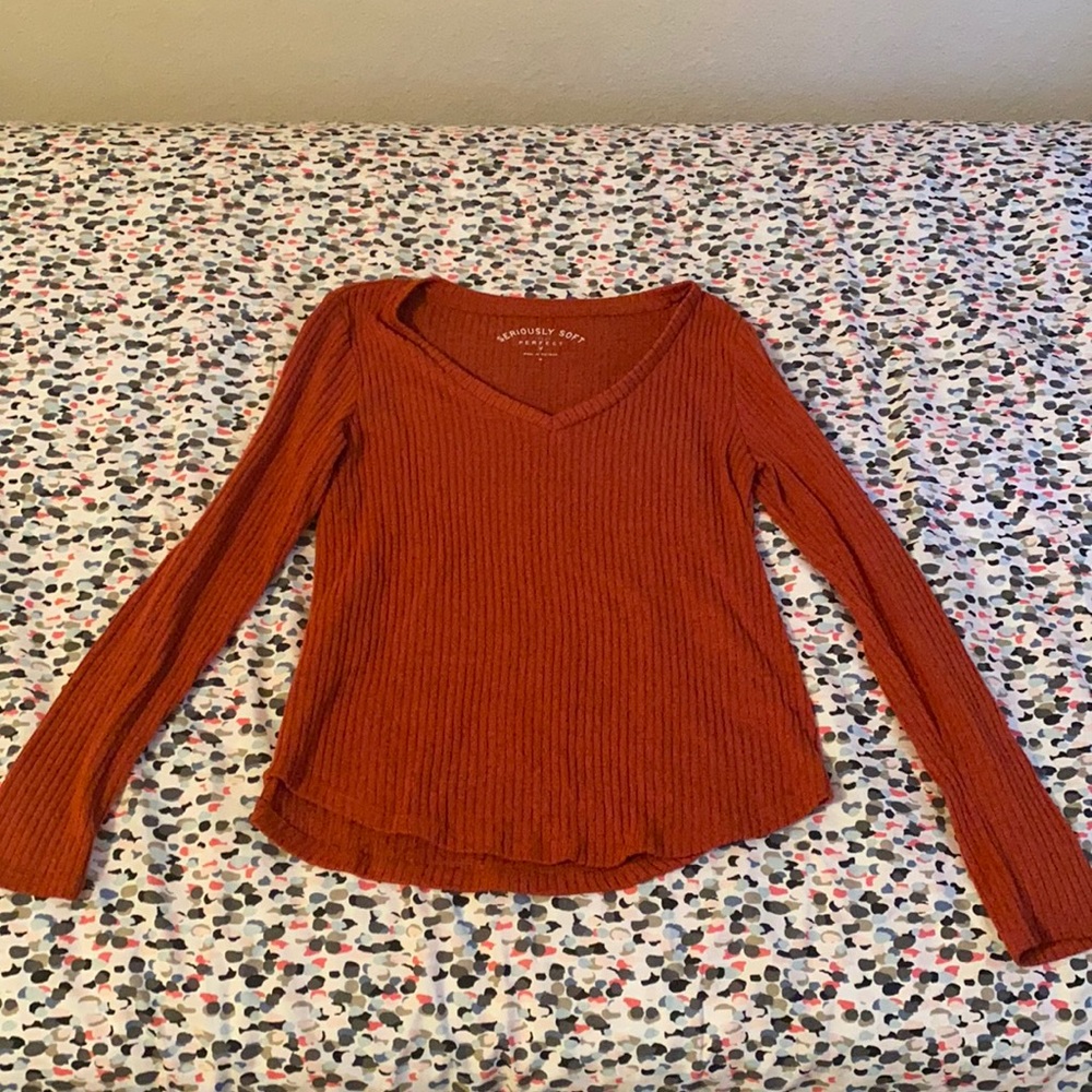 V neck Long sleeve sweater shirt